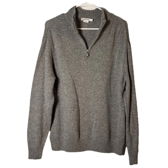 Enzo Mantovani Other - Enzo Mantovani Mens Large 100% Wool Quarter Zip Sweater Gray Pullover Mock Neck